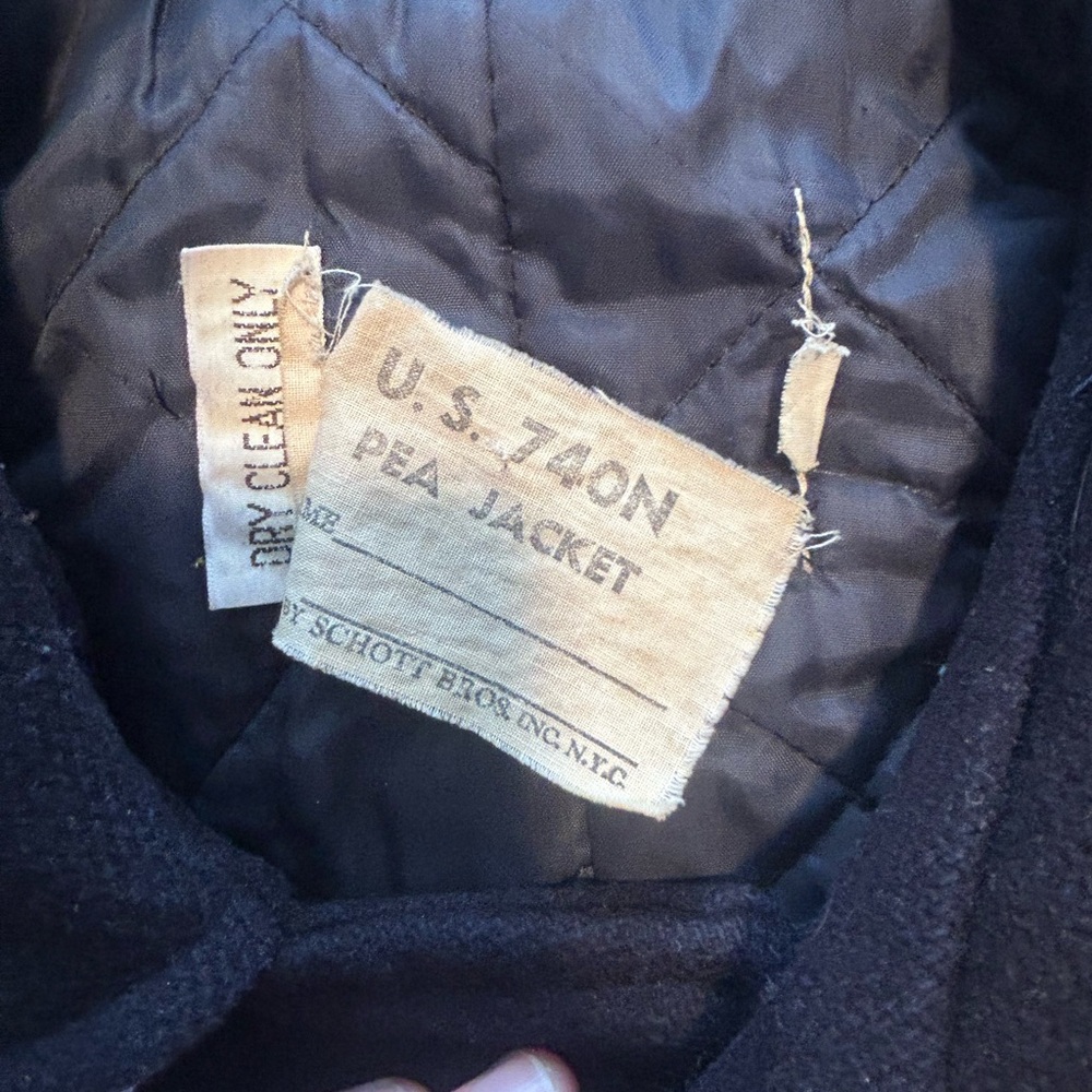 Schott NYC U.S 740N classic melton wool navy Pea Coat men’s size 38 USA vintage - Picture 11 of 12
